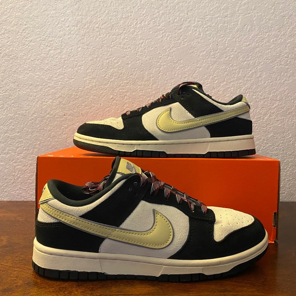 Nike Wmns Dunk Low LX Black Suede Team Gold Lifestyle Shoes DV3054-001 Size 8.5